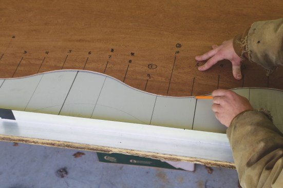... the wave is marked lightly in pencil to indicate the overlying course alignment when the shingles are applied in the field.