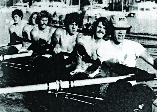 “There is some unexplainable mathematical equation that occurs when guys ‘click’ and somehow become a team that is greater than the sum of their individual parts. I first experienced this anomaly in my crew rowing days at Orange Coast College.” (Excerpt from the chapter "The Making of a Framing Crew." Will is third from the left; this year, 1975, his team  set a heavyweight course record that stood for the next 20 years).