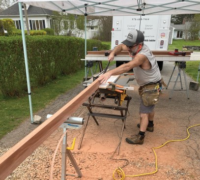 He then beveled the tops to shed water.
